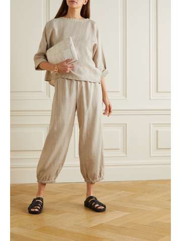 SUZIE KONDI Safari cropped linen top