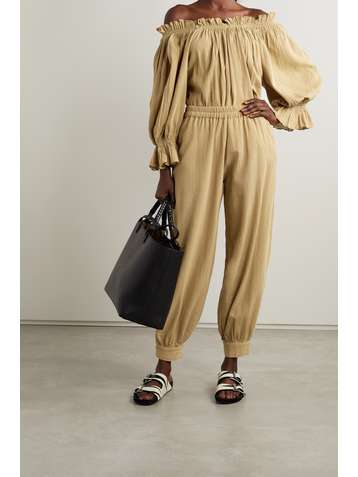 SUZIE KONDI Pantalon fuselé en gaze de coton