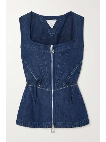 BOTTEGA VENETA Lyocell-denim peplum top