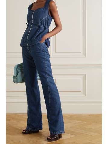 BOTTEGA VENETA Lyocell-denim peplum top