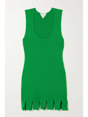 BOTTEGA VENETA Open-knit cotton-blend mini dress