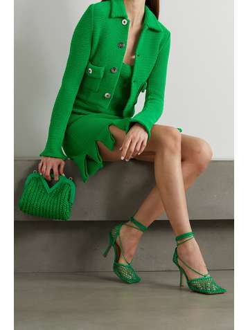 BOTTEGA VENETA Cropped open-knit cotton-blend jacket