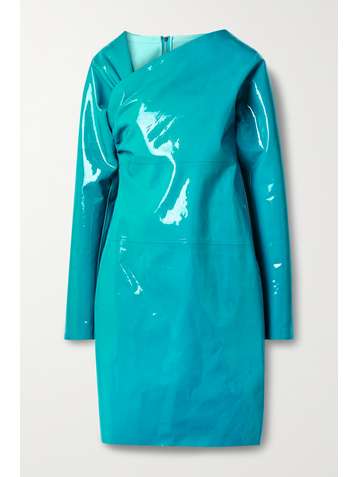 BOTTEGA VENETA Asymmetric patent-leather mini dress