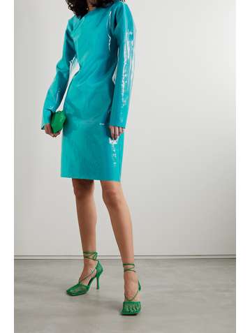 BOTTEGA VENETA Asymmetric patent-leather mini dress