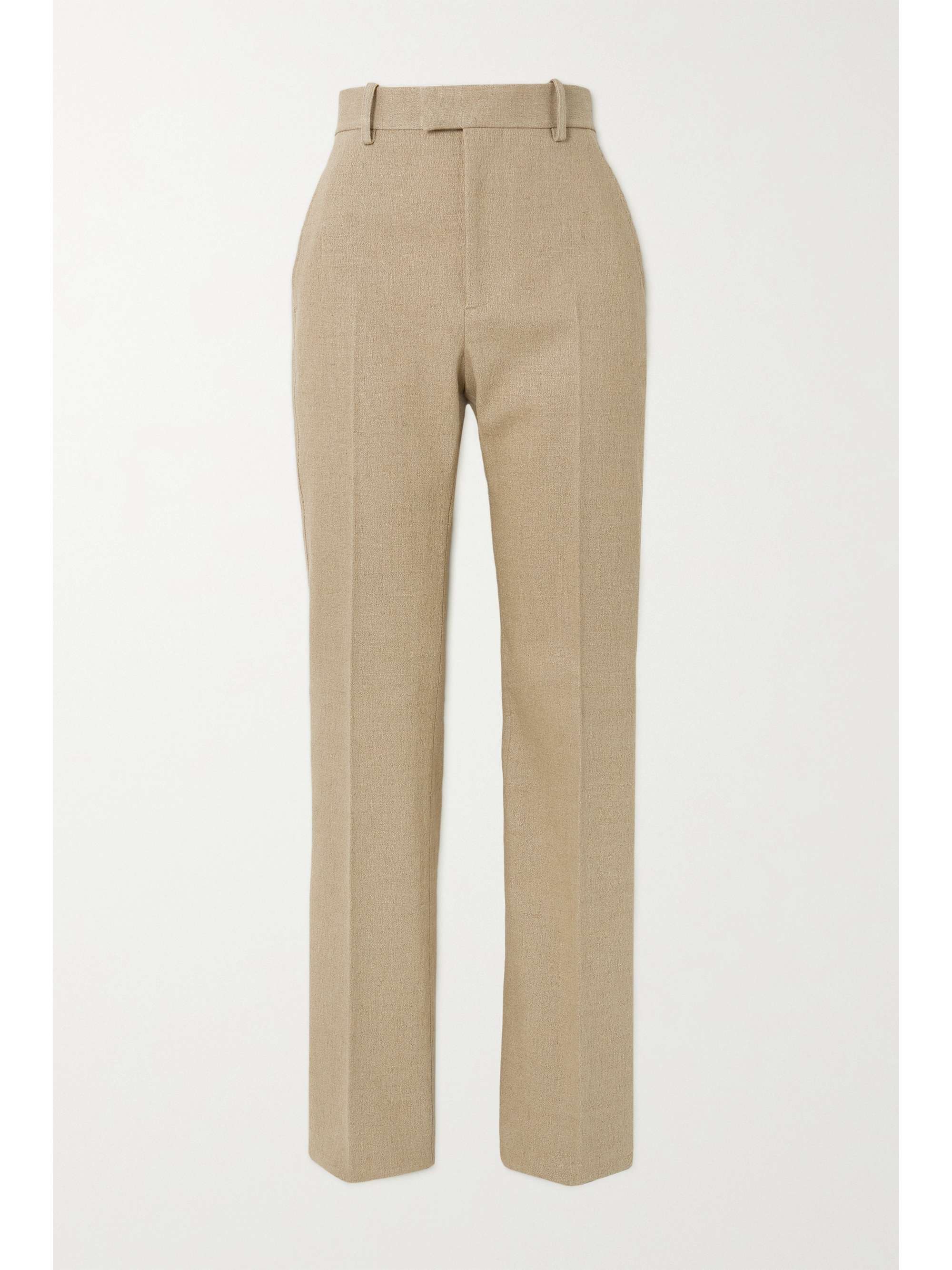 Beige Linen-blend canvas straight-leg 