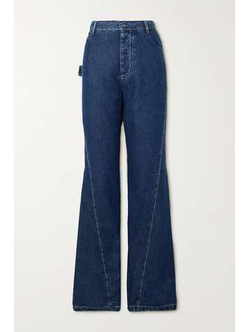 BOTTEGA VENETA Paneled high-rise flared Lyocell-denim jeans