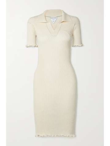 BOTTEGA VENETA Ruffled ribbed wool dress