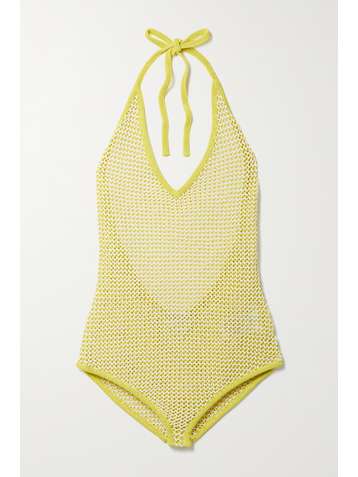 BOTTEGA VENETA Crocheted cotton-blend halterneck bodysuit