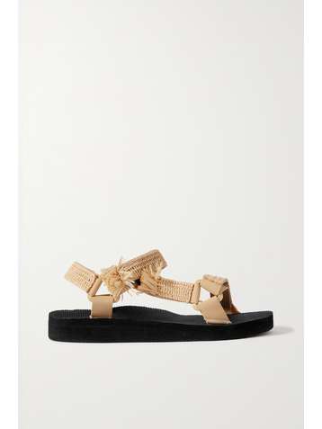 ARIZONA LOVE Trekky Plateausandalen aus Canvas mit Besätzen aus Raffiabast