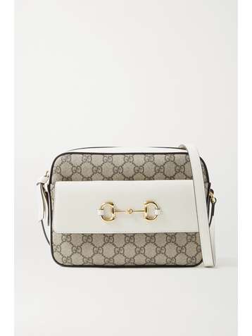 GUCCI Horsebit 1955 small leather-trimmed printed coated-canvas shoulder bag