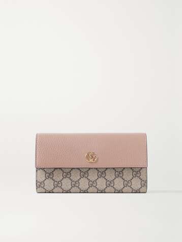 GUCCI + NET SUSTAIN GG Marmont Petite textured-leather and printed coated-canvas wallet