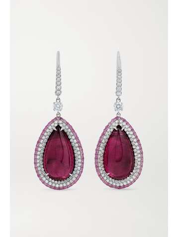 MARTIN KATZ 18-karat white gold multi-stone earrings