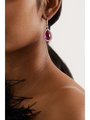 MARTIN KATZ 18-karat white gold multi-stone earrings