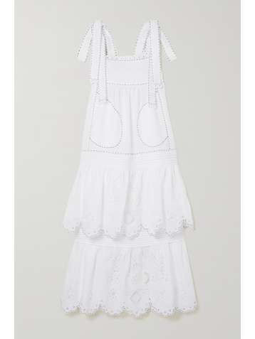 VITA KIN Charlotte tiered broderie anglaise linen midi dress