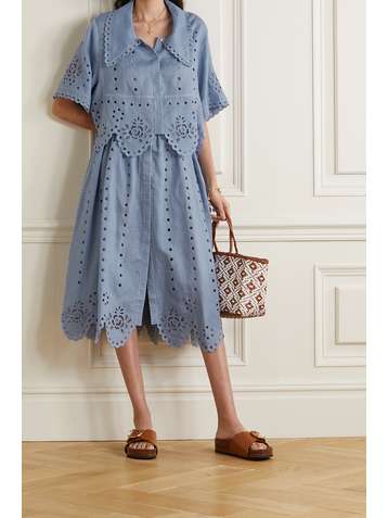VITA KIN Colette scalloped broderie anglaise linen blouse