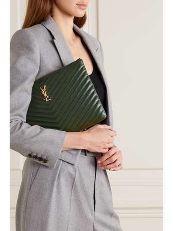 SAINT LAURENT Pochette en cuir matelassé Monogram