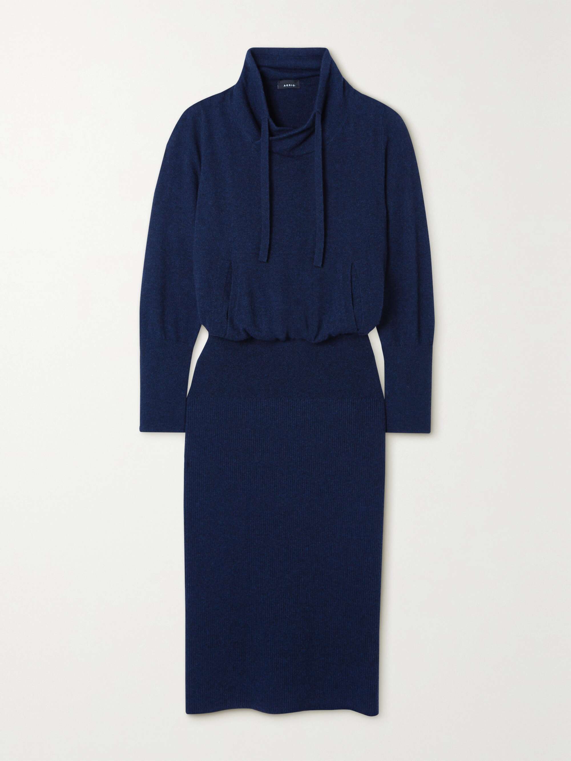 Navy Stretch-cashmere midi dress 