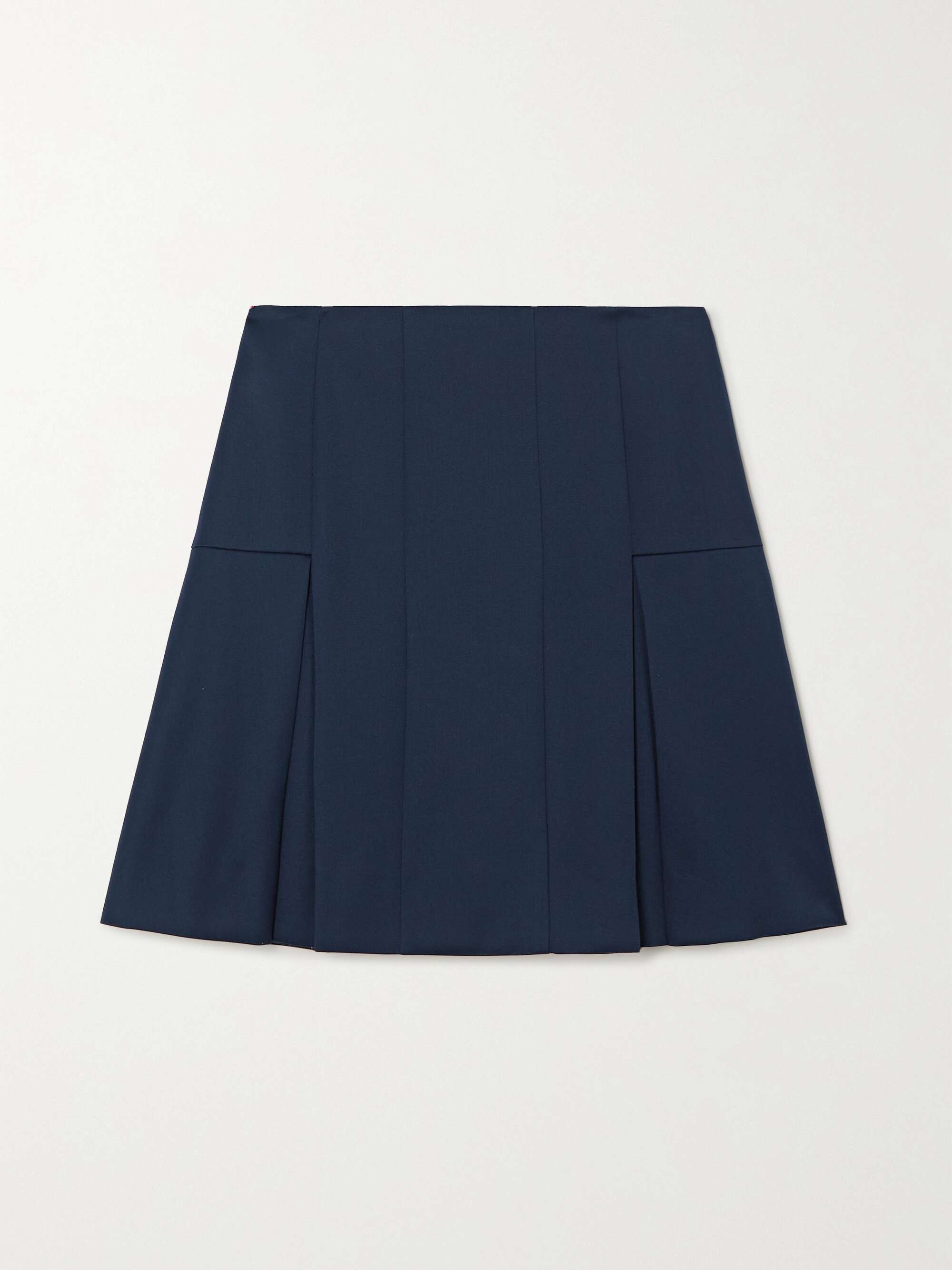 Pleated wool-gabardine mini skirt