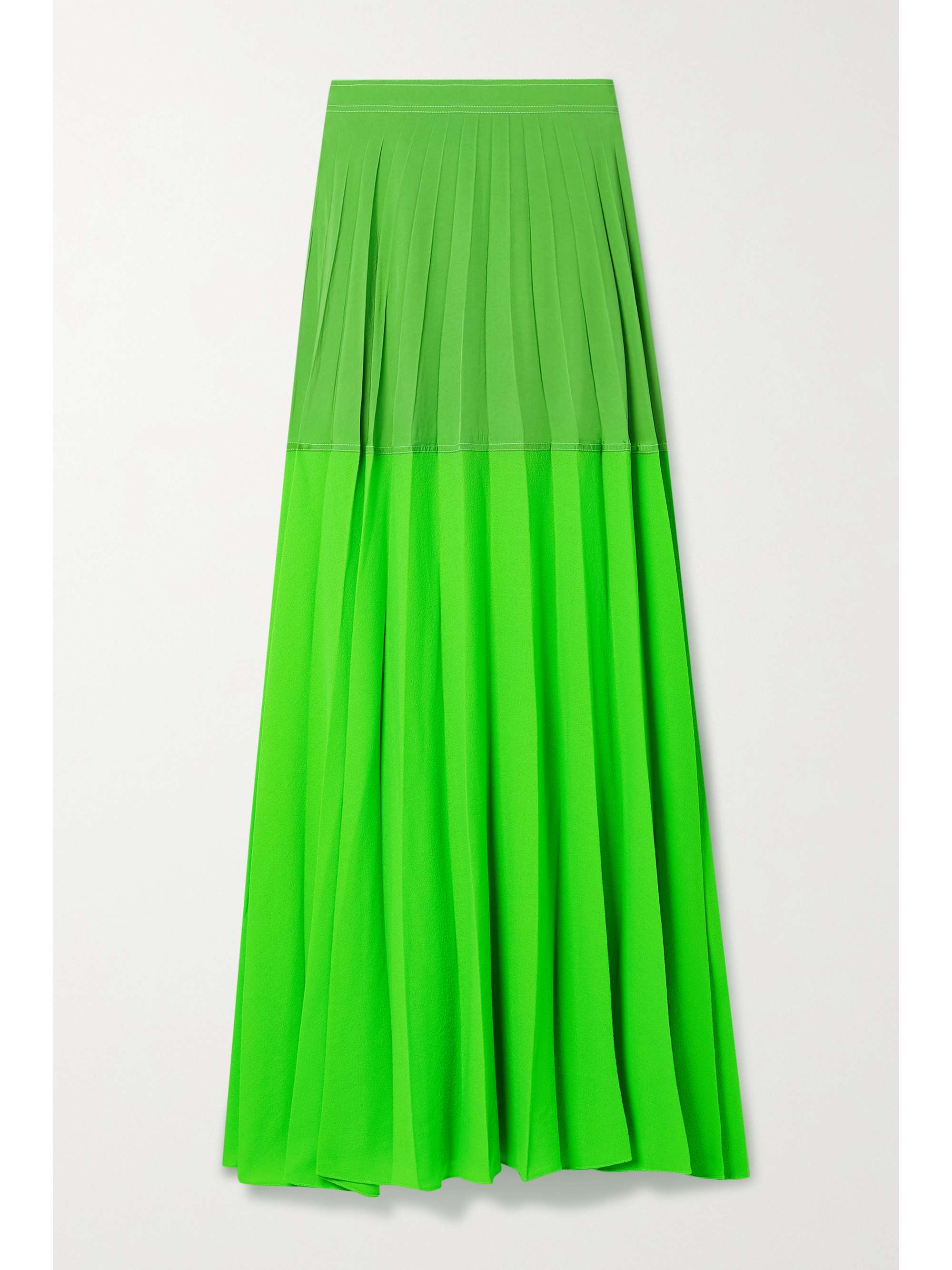Green Pleated color-block wool-blend 