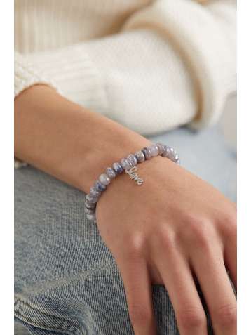 SYDNEY EVAN Love 14-karat white gold, diamond and moonstone bracelet