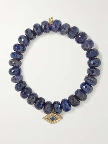 SYDNEY EVAN Evil Eye 14-karat gold multi-stone bracelet