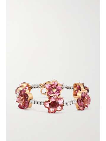 IRENE NEUWIRTH Tropical Flower 18-karat rose and white gold, tourmaline and diamond bracelet