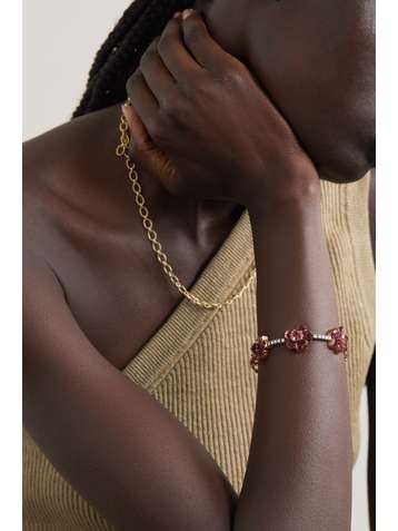 IRENE NEUWIRTH Tropical Flower 18-karat rose and white gold, tourmaline and diamond bracelet