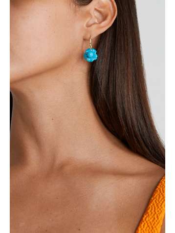 IRENE NEUWIRTH Tropical Flower 18-karat gold, turquoise and diamond earrings