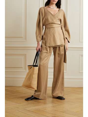 MARA HOFFMAN Pantalon large en Lyocell TENCEL et lin mélangés à plis Mari - NET SUSTAIN