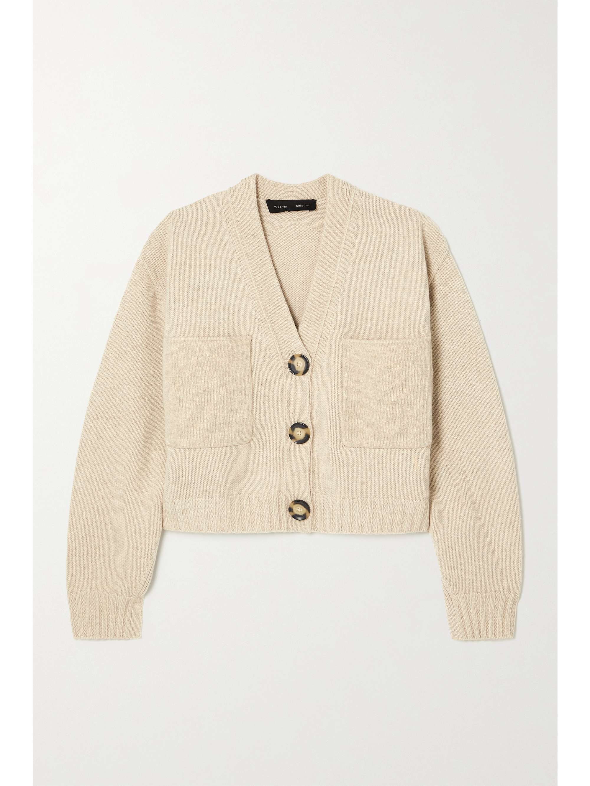 Beige Cropped cashmere-blend cardigan 