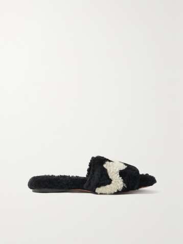 AQUAZZURA Nomade zweifarbige Pantoletten aus Shearling