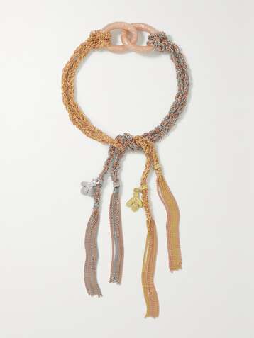 CAROLINA BUCCI Virtue Lucky 18-karat yellow, white and rose gold and silk bracelet