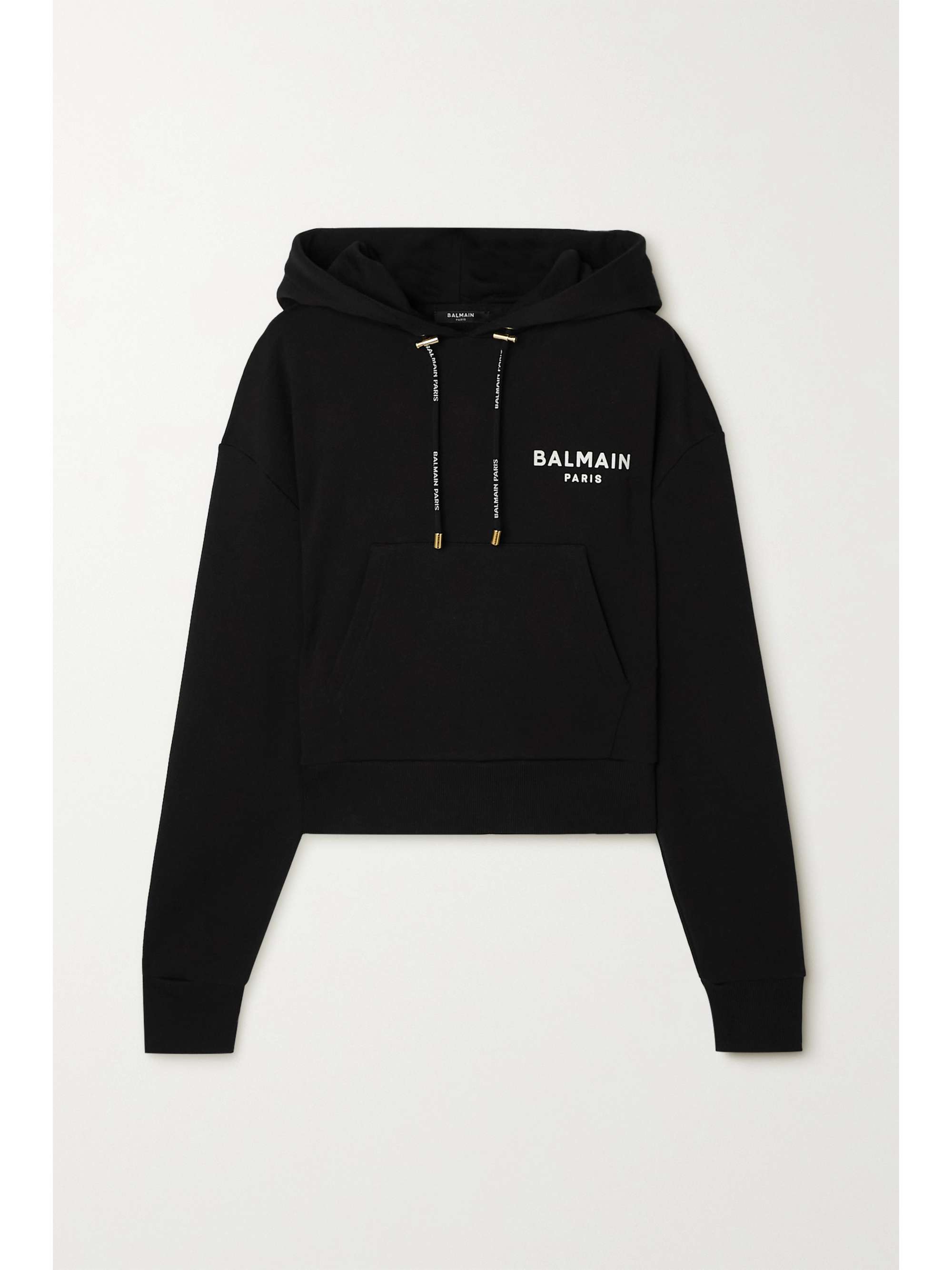 BALMAIN Flocked cotton-jersey hoodie | NET-A-PORTER