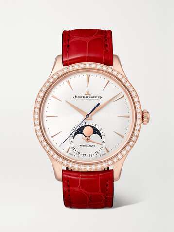 JAEGER-LECOULTRE Master Ultra Thin Moon Automatic 36mm 18-karat rose gold, alligator and diamond watch