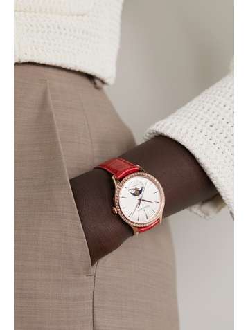 JAEGER-LECOULTRE Master Ultra Thin Moon Automatic 36mm 18-karat rose gold, alligator and diamond watch