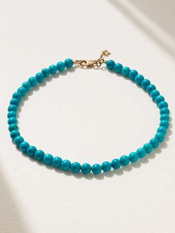 MATEO 14-karat gold turquoise anklet