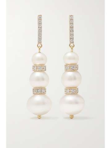 MATEO 14-karat gold, pearl and diamond earrings