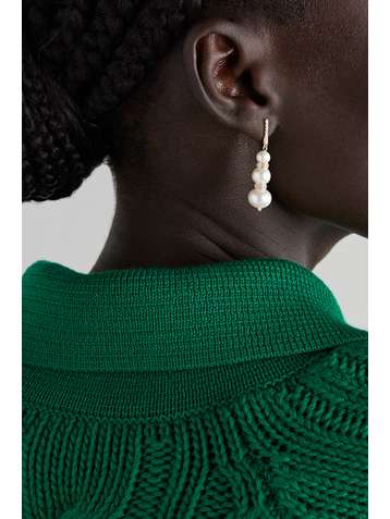 MATEO 14-karat gold, pearl and diamond earrings