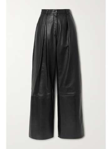 MICHAEL LO SORDO Pleated leather wide-leg pants