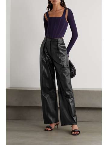 MICHAEL LO SORDO Pleated leather wide-leg pants