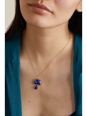 BRENT NEALE Mini Mushroom 18-karat gold multi-stone necklace
