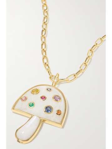 BRENT NEALE Magic Mushroom 18-karat gold multi-stone necklace