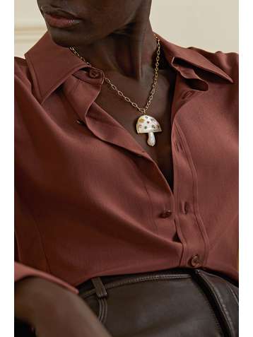 BRENT NEALE Magic Mushroom 18-karat gold multi-stone necklace