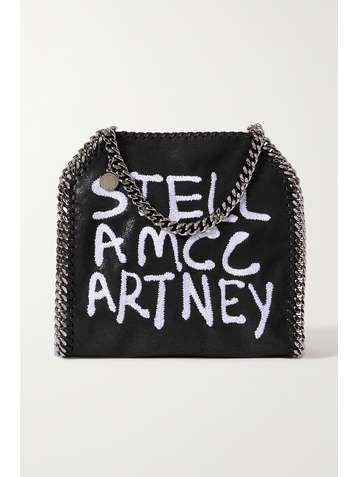 STELLA MCCARTNEY The Falabella mini Tote aus gebürstetem Kunstleder mit Stickerei