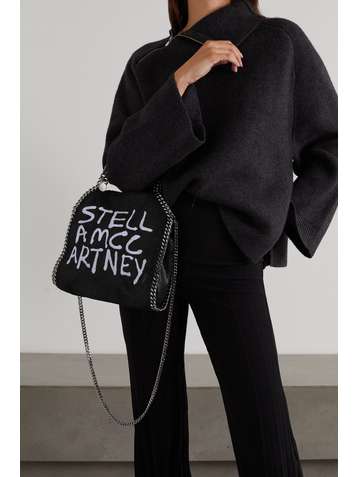 STELLA MCCARTNEY The Falabella mini Tote aus gebürstetem Kunstleder mit Stickerei