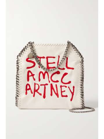 STELLA MCCARTNEY The Falabella mini Tote aus gebürstetem Kunstleder mit Stickerei