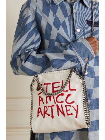 STELLA MCCARTNEY The Falabella mini Tote aus gebürstetem Kunstleder mit Stickerei