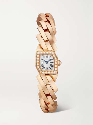 CARTIER Montre en or rose 18 carats (750/1000) et diamants Maillon de Cartier 16 mm