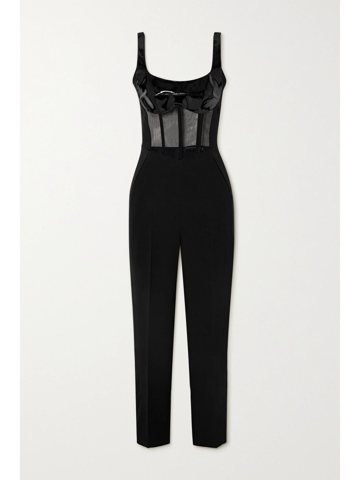 Patent-leather And Tulle-trimmed Cady Jumpsuit