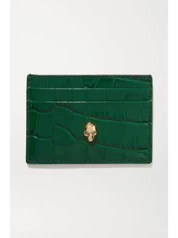 ALEXANDER MCQUEEN Porte-cartes en cuir effet croco Skull
